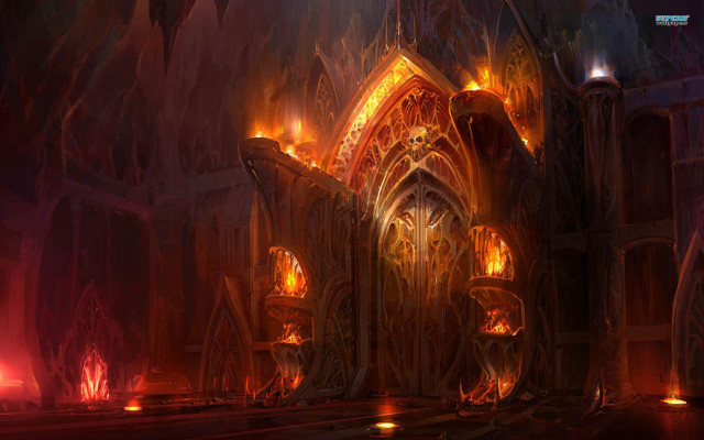 Fantasy glowing door dark cave free wallpaper for desktop - medium preview image