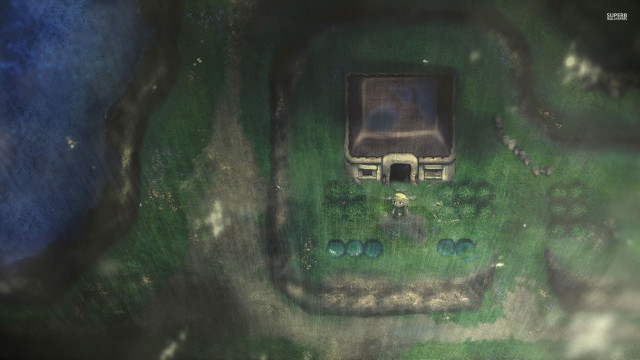 Small house grass field blue free wallpaper for desktop - medium preview image