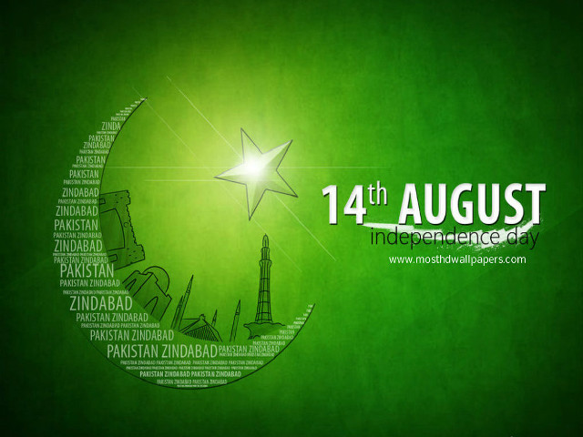 Green background star crescent words free wallpaper for desktop - medium preview image