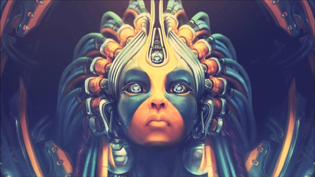 Strange woman face hairdo digital free wallpaper for desktop - medium preview image