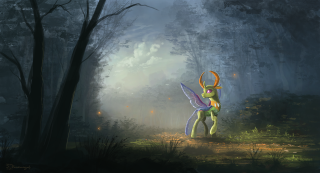 Fairy dragon forest painting trees free wallpaper for desktop - medium preview image