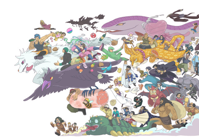 Cartoon group people animals together free wallpaper for desktop - medium preview image