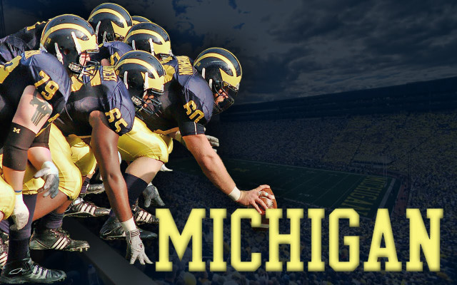 Michigan football team stadium lineup free wallpaper for desktop - medium preview image
