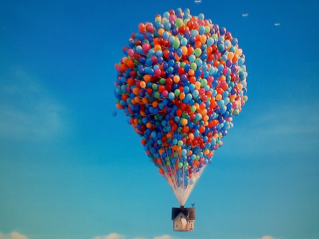 Large balloon houses sky photorealism free wallpaper for desktop - medium preview image