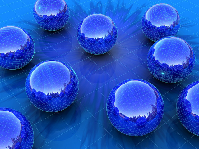 Blue balls city reflection blue free wallpaper for desktop - medium preview image