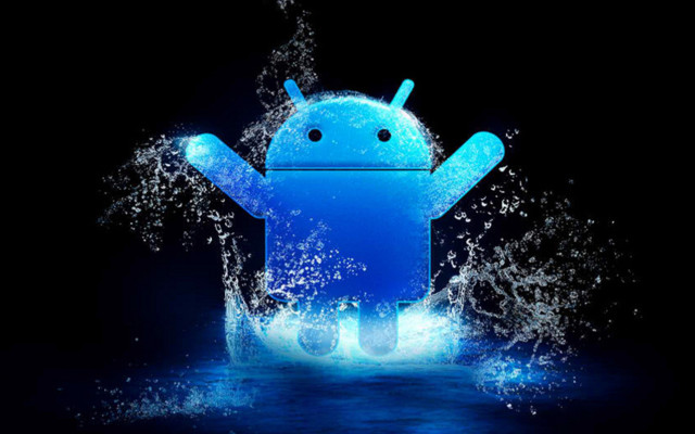 Blue android phone floating water #4 free wallpaper for desktop - medium preview image