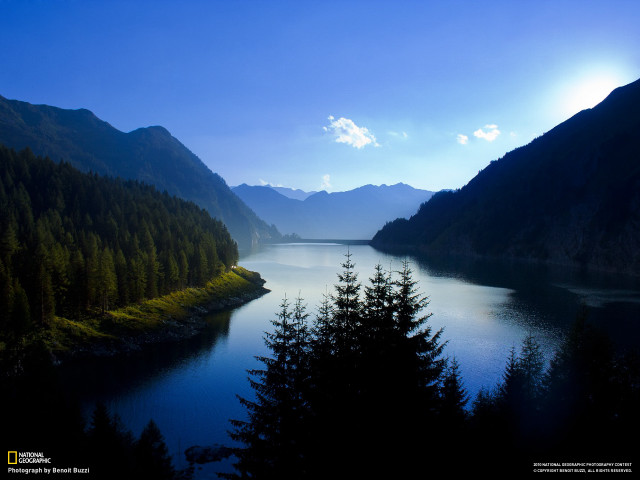 Lake mountains trees blue sky #38 free wallpaper for desktop - medium preview image
