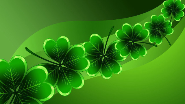 Green background four leaf clovers #4 free wallpaper for desktop - medium preview image