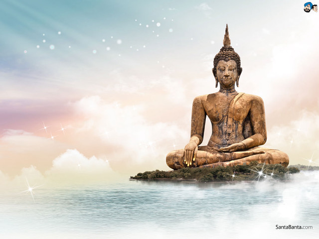 Buddha statue island ocean sky free wallpaper for desktop - medium preview image