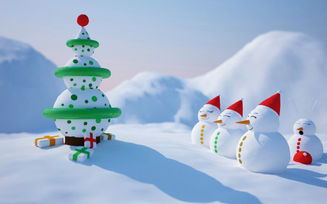 Snowmen christmas tree snow snowman free wallpaper for desktop - medium preview image