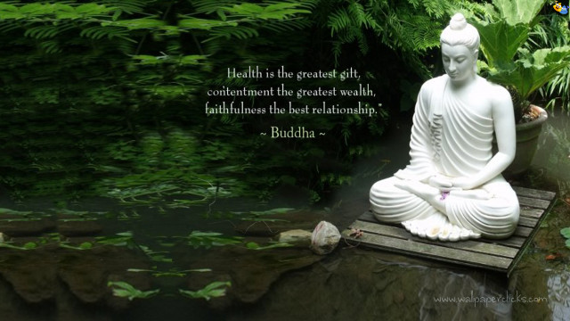 Buddha statue pond quote nature free wallpaper for desktop - medium preview image
