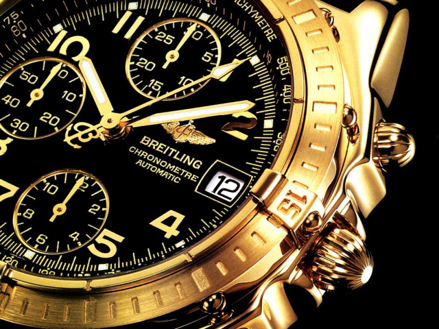 Gold watch black face photorealism free wallpaper for desktop - medium preview image