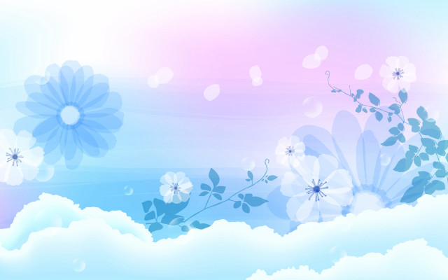 Blue pink flowers clouds pink free wallpaper for desktop - medium preview image