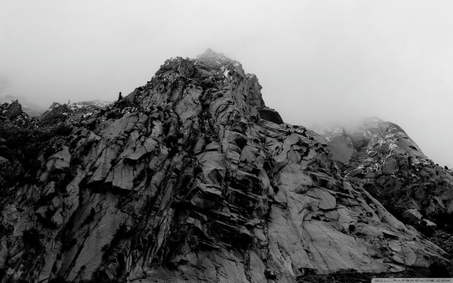 Mountain peak clouds rocks black free wallpaper for desktop - medium preview image