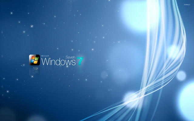 Blue shiny wave windows7 star free wallpaper for desktop - medium preview image