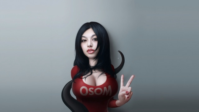 Woman red bodysuit black cat free wallpaper for desktop - medium preview image