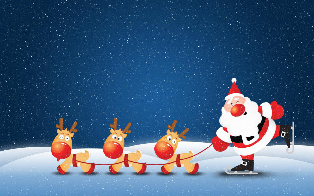 Santa claus sleigh reindeers snow #3 free wallpaper for desktop - medium preview image