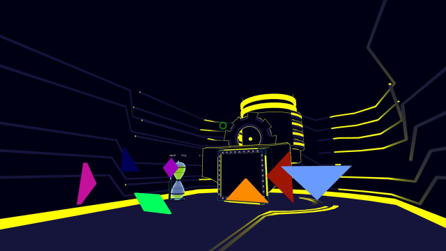 Futuristic building colorful shapes black free wallpaper for desktop - medium preview image