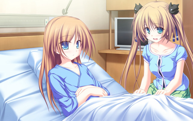 Anime girls hospital bed together free wallpaper for desktop - medium preview image