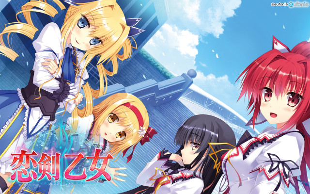 Anime girls blue sky clouds #3 free wallpaper for desktop - medium preview image