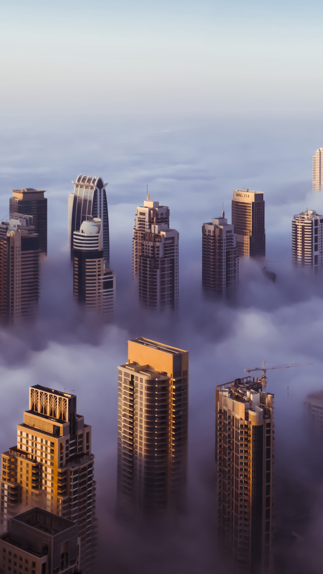 City in the clouds skyscrapers free wallpaper for mobile - medium preview image