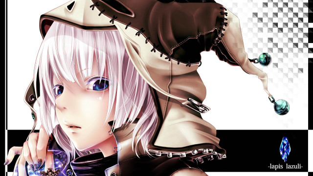 Woman white hair black outfit free wallpaper for desktop - medium preview image