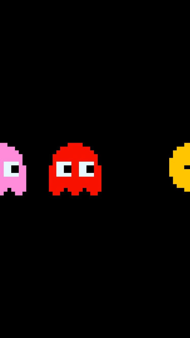 Pixelated pacman faces black background free wallpaper for mobile - medium preview image