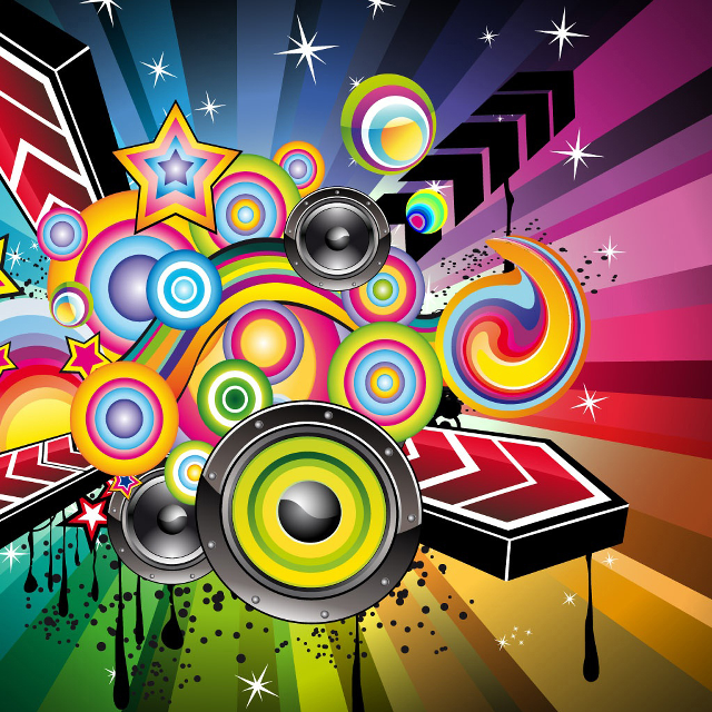 Colorful background speakers stars image free wallpaper for tablet - medium preview image