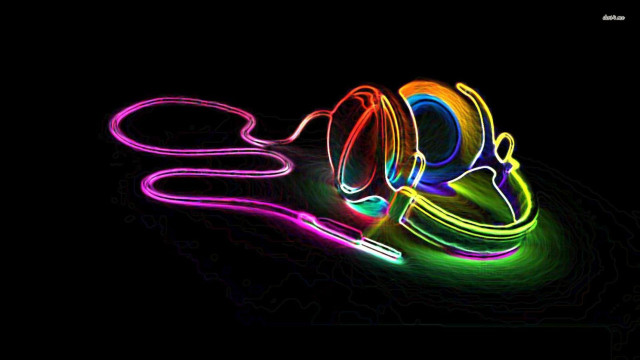 Neon colored object black background free wallpaper for desktop - medium preview image