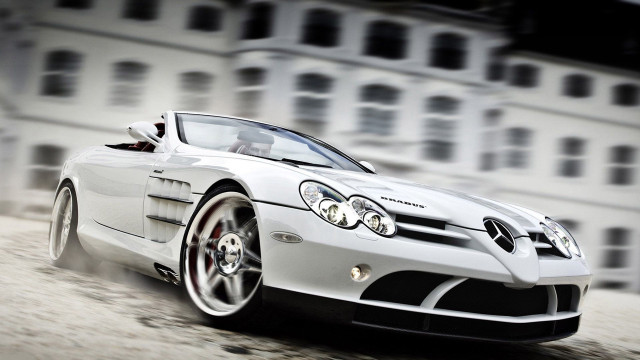 White sports car driving street #4 free wallpaper for desktop - medium preview image
