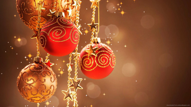 Christmas ornaments hanging stars sparkles free wallpaper for desktop - medium preview image