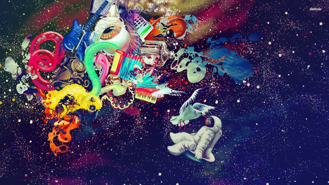 Colorful objects floating in space free wallpaper for desktop - medium preview image