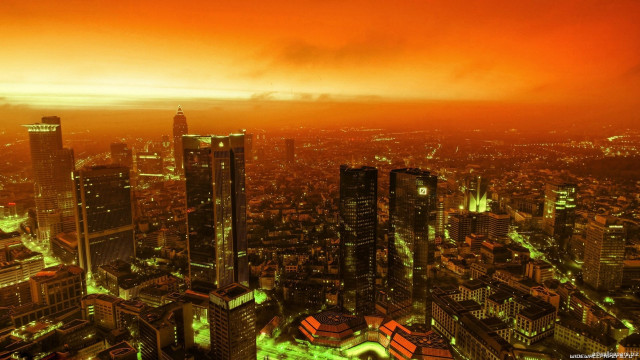 Cityscape red sky background foreground free wallpaper for desktop - medium preview image