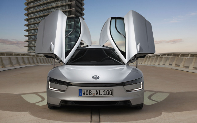 Silver car open doors bridge free wallpaper for desktop - medium preview image