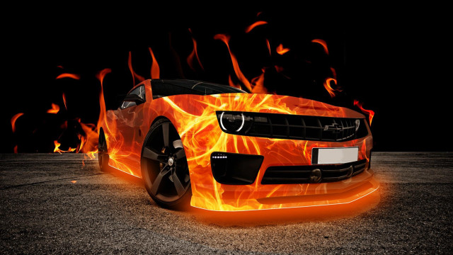 Car flames glowing embers autumn free wallpaper for desktop - medium preview image