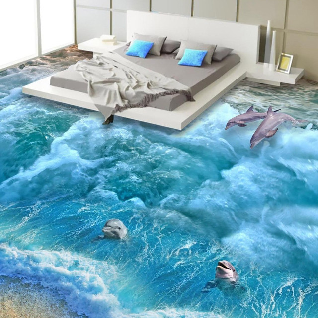 Bedroom bed painting dolphins water free wallpaper for tablet - medium preview image
