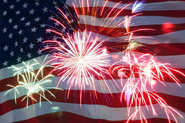 Large american flag fireworks background free wallpaper for desktop - medium preview image
