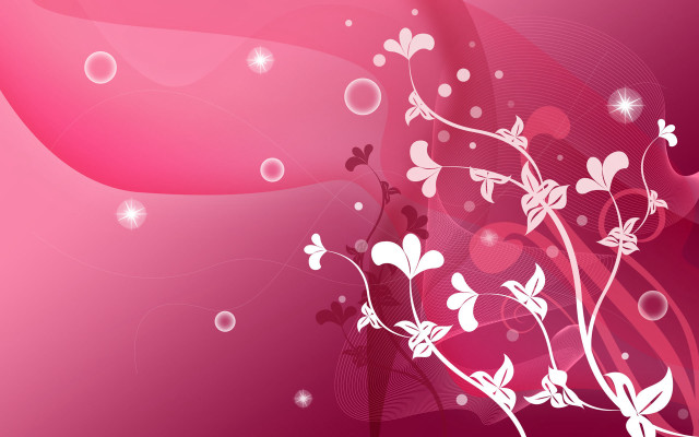 Pink background white flowers bubbles free wallpaper for desktop - medium preview image