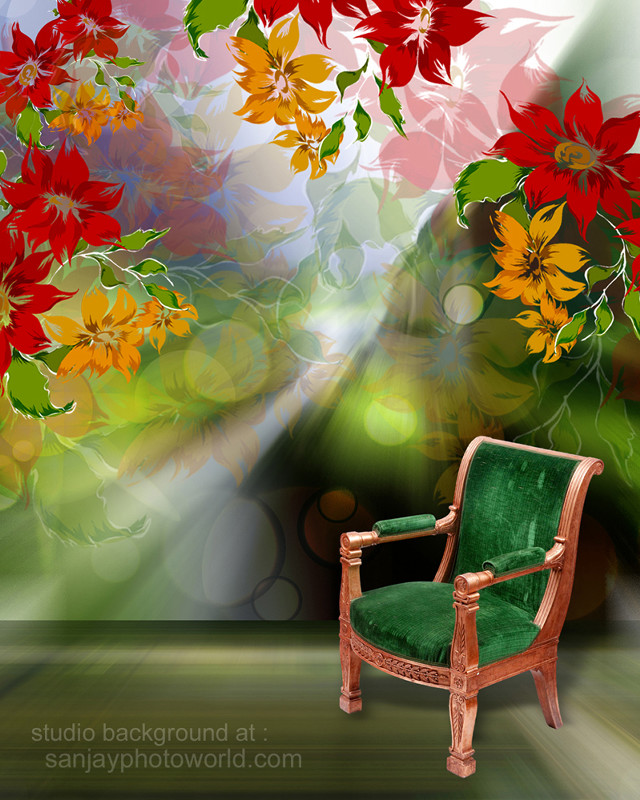 Chair painting flowers spotlight wall free wallpaper for mobile - medium preview image