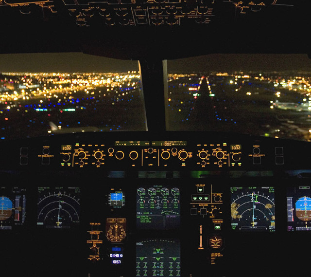 City night view cockpit plane free wallpaper for tablet - medium preview image