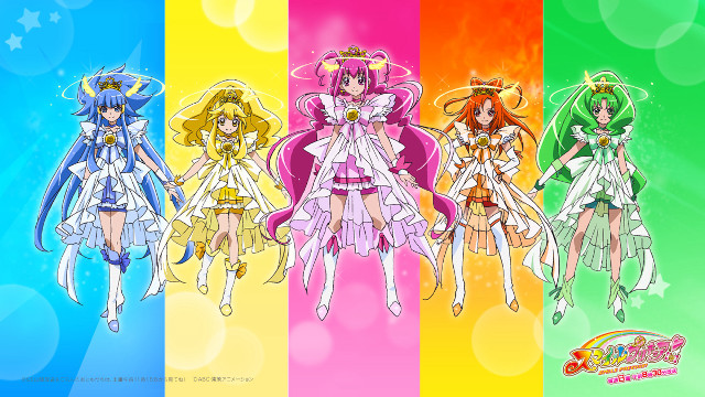 Anime girls different outfits rainbow free wallpaper for desktop - medium preview image