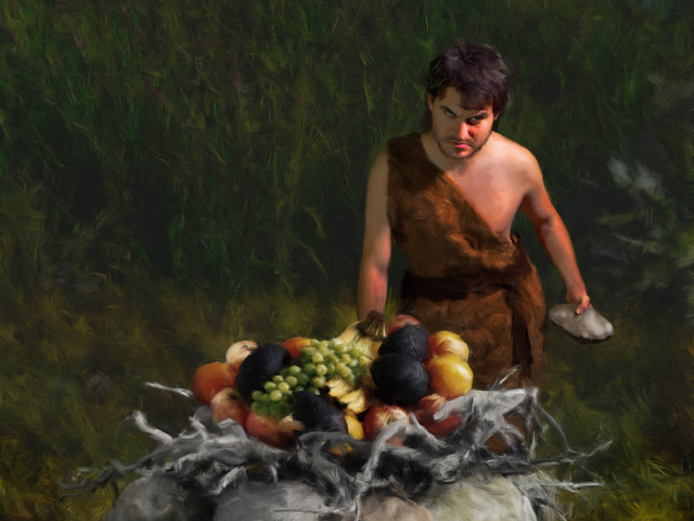 Man holding basket fruit vegetables free wallpaper for desktop - medium preview image