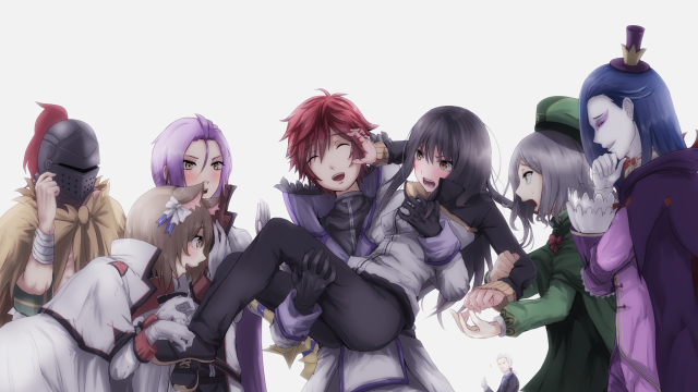 Anime characters standing line backs #2 free wallpaper for desktop - medium preview image