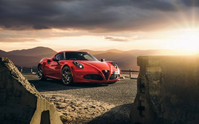 Red sports car mountain sunset #3 free wallpaper for desktop - medium preview image