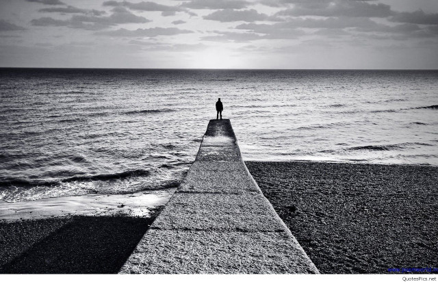 Person pier ocean black and free wallpaper for desktop - medium preview image