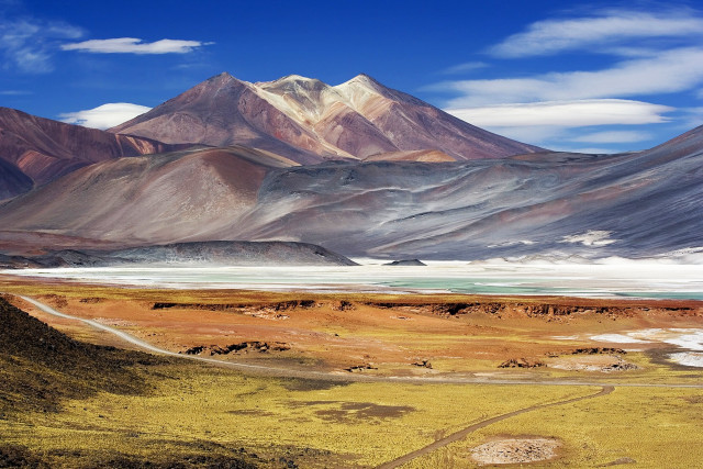 Mountain range road water beach free wallpaper for desktop - medium preview image