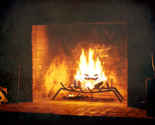 Fire burning fireplace extinguisher brick free wallpaper for desktop - medium preview image
