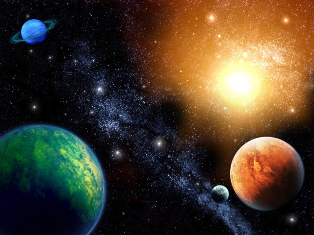 Planets sky stars sun bright free wallpaper for desktop - medium preview image