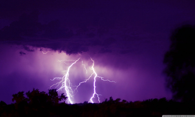 Purple sky lightning bolt trees free wallpaper for desktop - medium preview image
