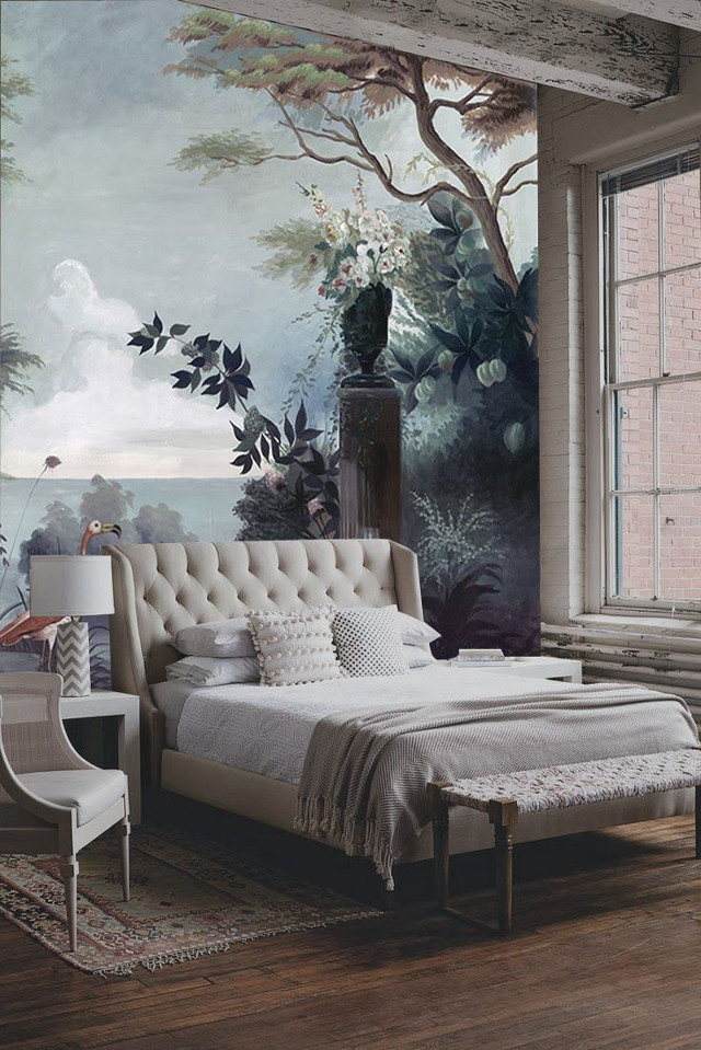 Bedroom mural bed chair interior free wallpaper for mobile - medium preview image